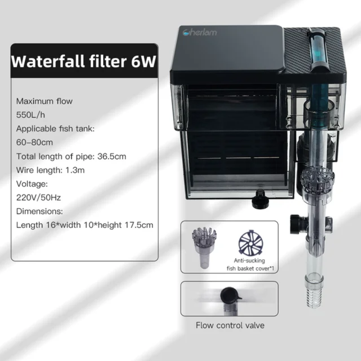 Filtro de Cascata C/ Skimmer Cherlam 6W 550l/h