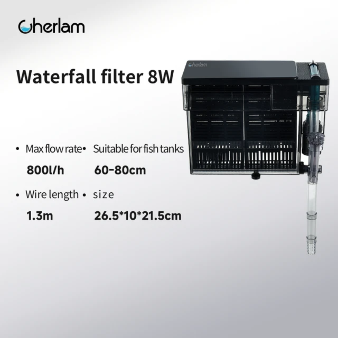 Filtro de Cascata C/ Skimmer Cherlam 8W 800l/h